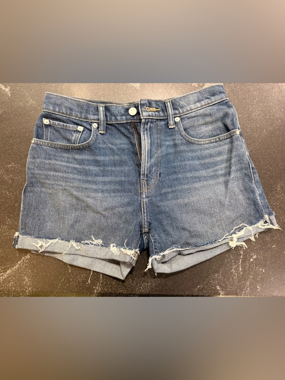 Lucky Brand Distressed Mid-Blue Denim Cutoff Shorts